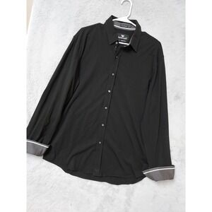 Buttercloth Shirt Men XL Icy Cotton Regular Fit Flip Cuff Black Mint Infused EUC
